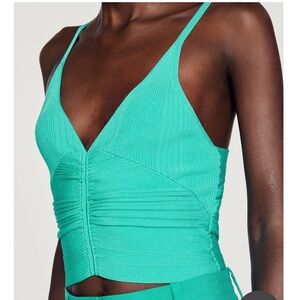 Vibrant Teal Ribbed Crop Top